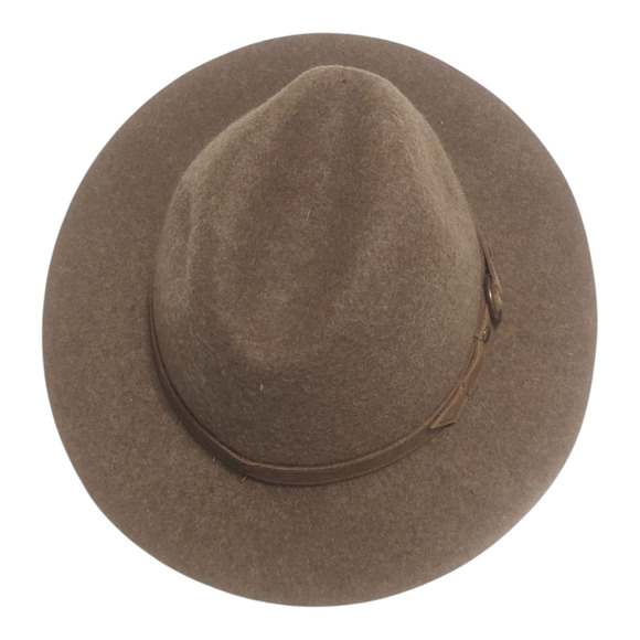 FRYE Felt Fedora Hat Tumbleweed Tan Wool‎ Tall Crown Leather Band Western Size M - Picture 4 of 7
